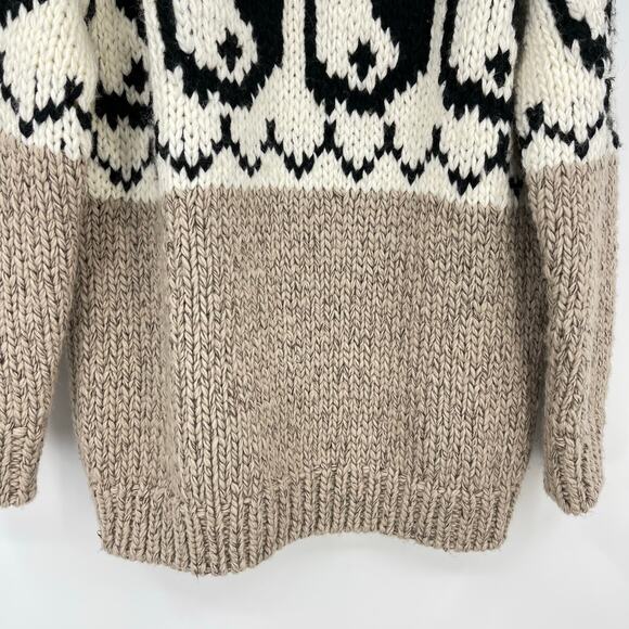 Black Weirdos | Yin Yang Sweater Oatmeal Hand Knit Intarsia Chunky Crew Neck M - Picture 9 of 15